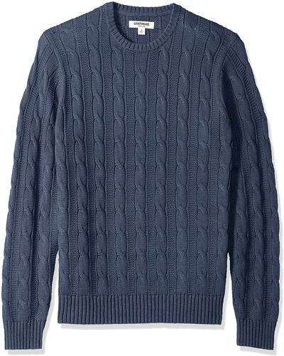 Goodthreads Soft Cotton Cable Stitch Crewneck Sweater - Bleu