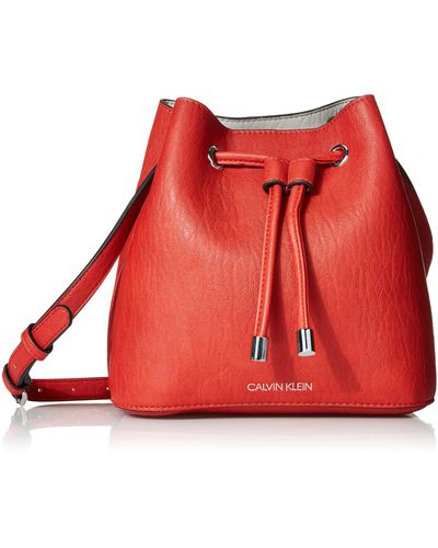 Calvin Klein Gabrianna Novelty Mini Bucket Crossbody - Red