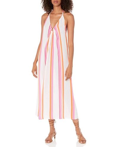 Trina Turk Standard Sweet Stripe Plunge Dress - Pink