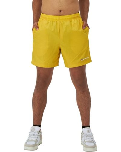 Champion Warm, Nylon, Gym , Athletic Shorts, 6", Royal Gold Color Script, X-small - Yellow