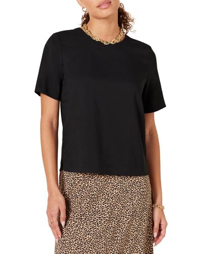 Amazon Essentials Regular-fit Georgette Short Sleeve Top - Black