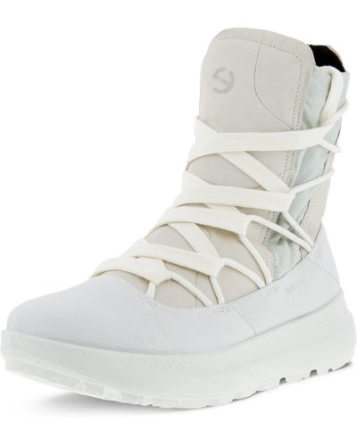 Ecco Tex Winter Lace Up High Rise Boots - 5-5.5 - White