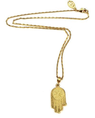 Ben-Amun "hamsa Hand Stylized 24k Gold Plated Statement Necklace Made In New York - Metallic