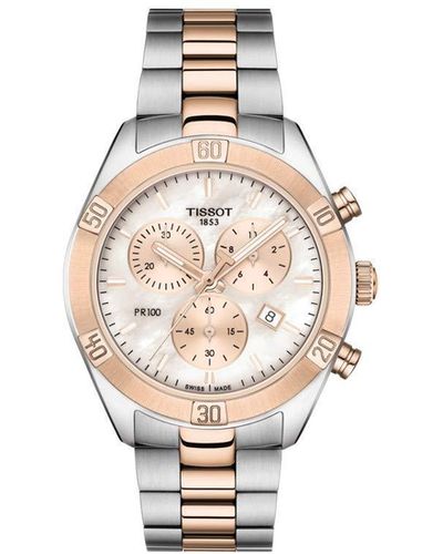 Tissot Womens Pr 100 Sport Chic Stainless Steel Casual Watch Two-tone Rose Gold T1019172215100 - Multicolor
