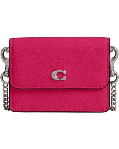 COACH Half Flap Card Case - Pink