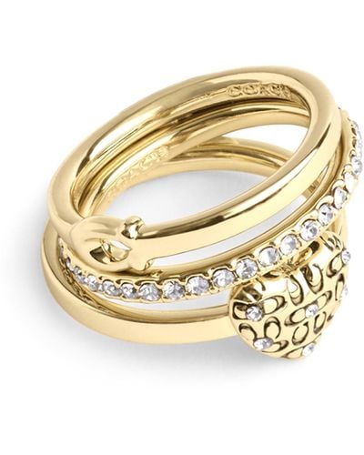 COACH S Signature Quilted Heart Ring Set - Metallic