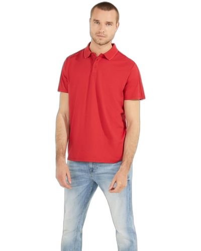 Guess Paul Logo Tape Pique Polo - Red