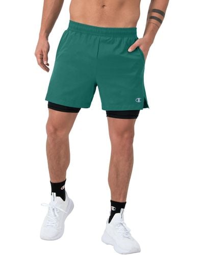 Champion , Mvp With Total Support Pouch, Moisture Wicking, Lined Shorts, 5" & 7", Mountain Lake Green Hd C Logo, Small