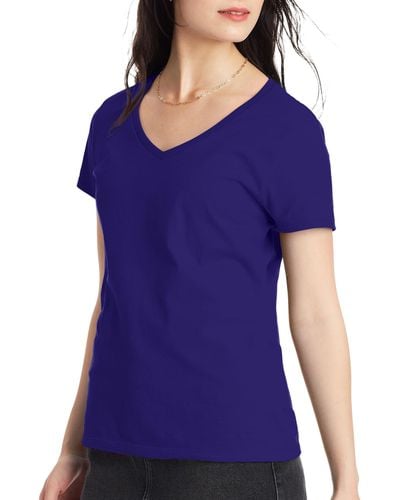 Hanes Perfect-t V-neck T-shirt - Purple