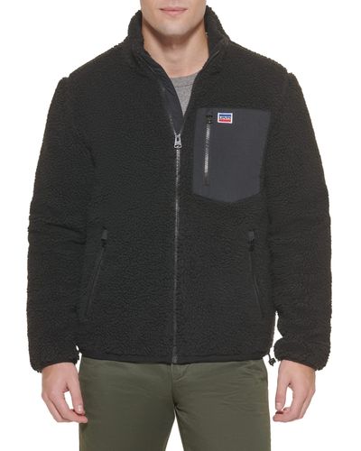 Levi's All Over Sherpa Jacket With Patch Pocket - Black