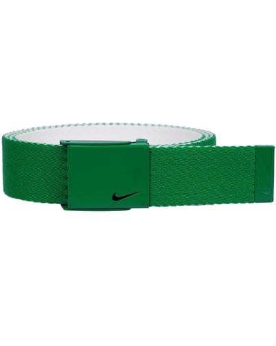Nike New Tech Essentials Reversible Web Belt, Pine Green/white, One Size