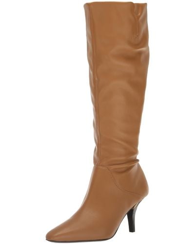 Franco Sarto S Lyla Pointed Toe Knee High Boots Camel Brown Wide Calf Leather 6.5 M
