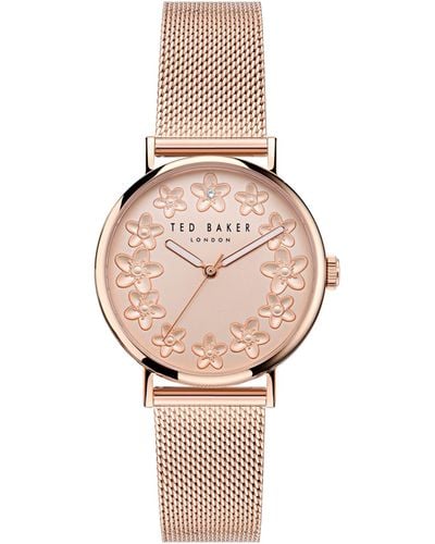 Ted Baker Phylipa Blossom Ladies Rose Gold Mesh Band Watch - Pink
