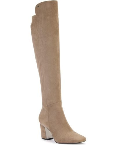 DKNY Cilli Microsuede Block Heel Knee-high Boots - Brown