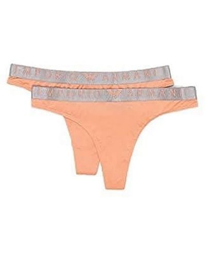 Emporio Armani Iconic Microfiber Thong Panties - Pink