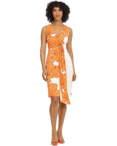 Maggy London Sleeveless Matte Jersey Dress Vacation Occasion Event Guest Of - Orange