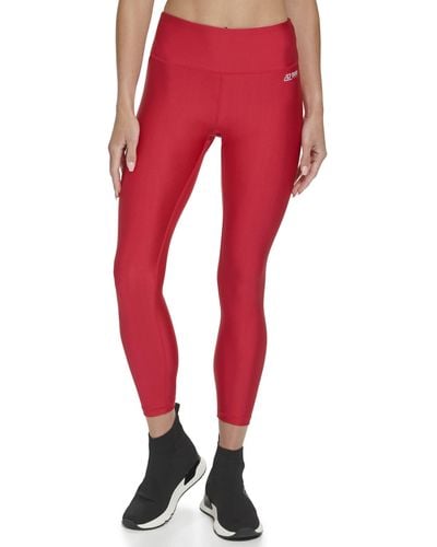 DKNY S Sport Tummy Control Workout Yoga Leggings - Red
