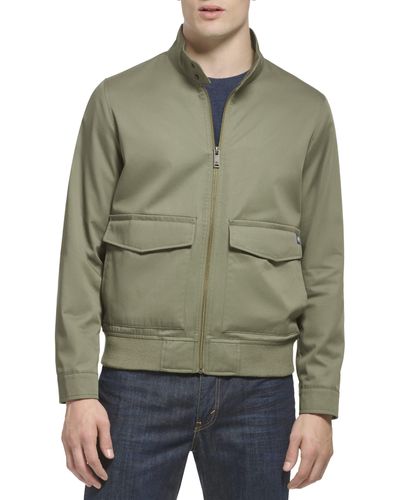 Dockers Bomber Jacket With Snap Racer Collar - Green
