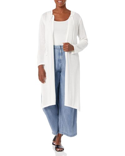 Anne Klein Long Sleeve Duster Cardigan With Side Sl - Blue