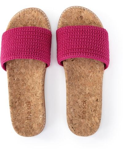 The Sak Docino Slide Sandal In Crochet - Pink