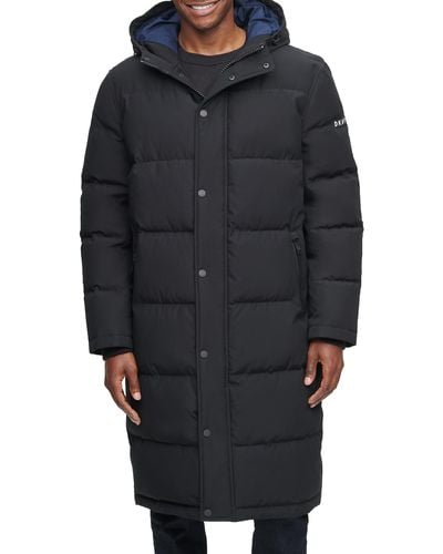 DKNY Big & Tall Arctic Cloth Hooded Extra Long Parka Jacket - Black