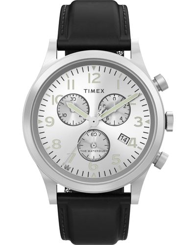 Timex Black Strap Silver-tone Dial Stainless Steel - Gray