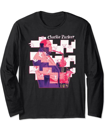 Parker Charlie Chasin The Bird Abstract Jazz Music Long Sleeve T-shirt - Black