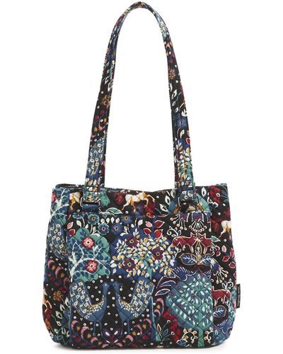 Vera Bradley Cotton Multi-compartment Shoulder Satchel Purse - Black