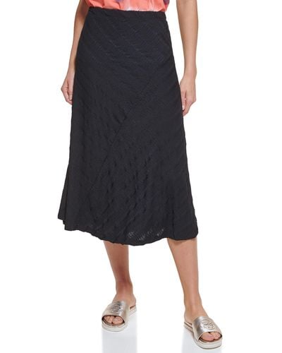 DKNY Everyday Textured Comfy Knit Skirts - Black