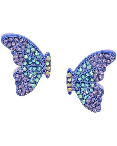 Betsey Johnson S Butterfly Wing Stud Earrings - Blue