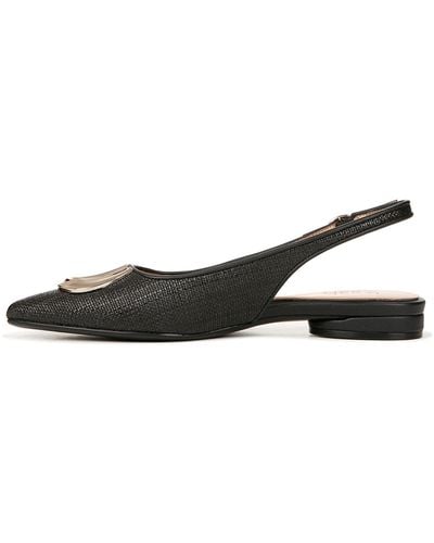 Naturalizer S Bixby 2 Pointed Toe Slingback Flat Black Straw Fabric 7.5 W - Multicolor