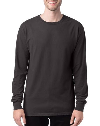 Hanes Originals Long Sleeve Garment Dyed T-shirt - Black