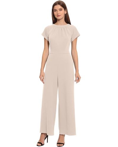 Maggy London High Neck Jumpsuit Workwear Office Occasion Event Guest Of - Natural