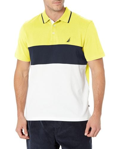 Nautica Short Sleeve 100% Cotton Pique Color Block Polo Shirt - Multicolor