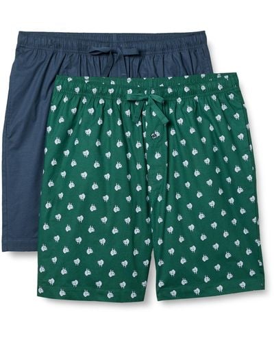 Amazon Essentials Pantalones Cortos de Pijama de Popelina de algodón Hombre - Verde