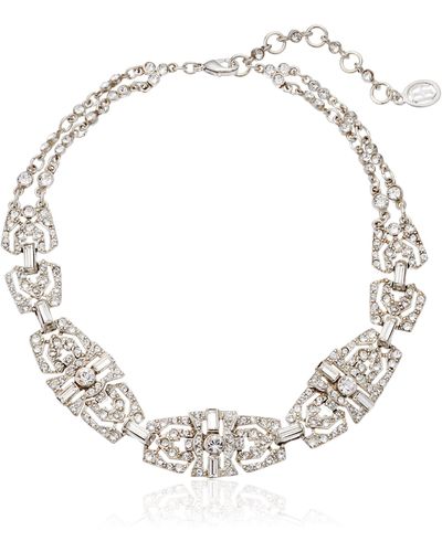 Ben-Amun Pearl And Crystal Deco Swarovski For Bridal Wedding Anniversary Necklace - Metallic