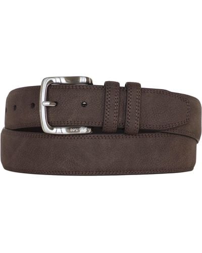 Nautica Bold Fashion And Dress Leather Belt With Metal Buckle - Brown