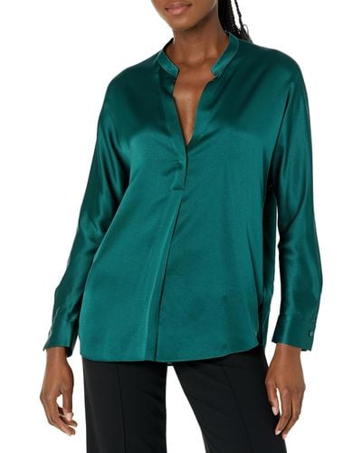 Vince S Band Collar Blouse - Green