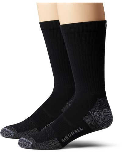Merrell Adult's Performance Safety Toe Crew Socks-2 Pair Pack-moisture Agement & Blister Prevention - Black