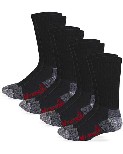 Wrangler Mens Steel Toe Boot Work Crew Cotton Cushion Socks - Black