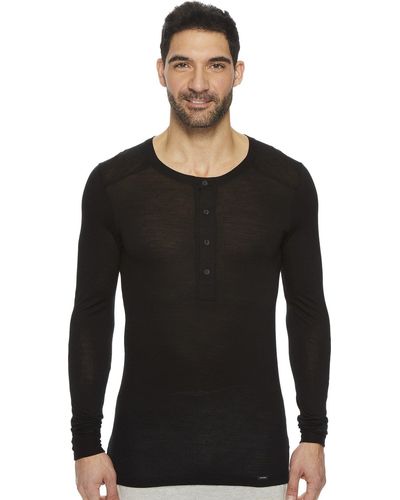 Hanro Light Merino Long Sleeve Shirt - Black