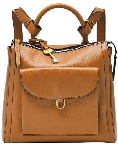 Fossil Parker Leather Mini Backpack Purse Handbag - Brown