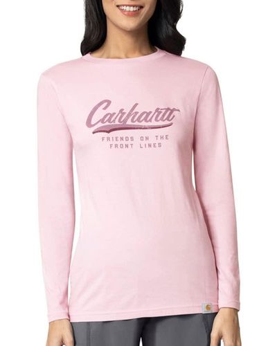 Carhartt Crew Neck Ls Graphic Tee - Pink