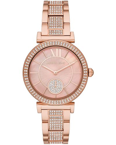 Michael Kors Abbey Quartz Watch With Stainless Steel Strap - Pink