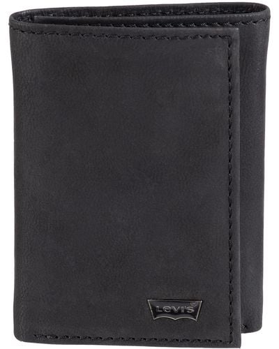 Levi's Trifold Wallet-sleek And Slim Includes Id Window And Credit Card Holder - Black