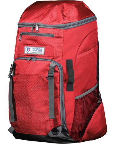 Russell Diamond Gear Backpack: Versatile Travel Baseball & Softball Sports Bag - Red