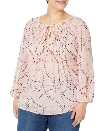 Tommy Hilfiger Plus Size Pintuck Blouse - Pink