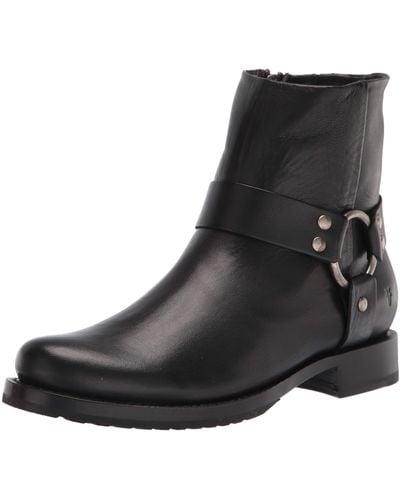 Frye Veronica Harness Short 6" Booties For Made From 100% Leather With Inside Zipper - Black