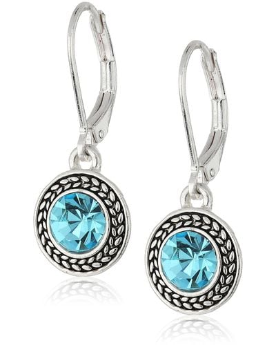 Napier "classics" Silver-tone And Aqua Crystal Drop Earrings - Blue