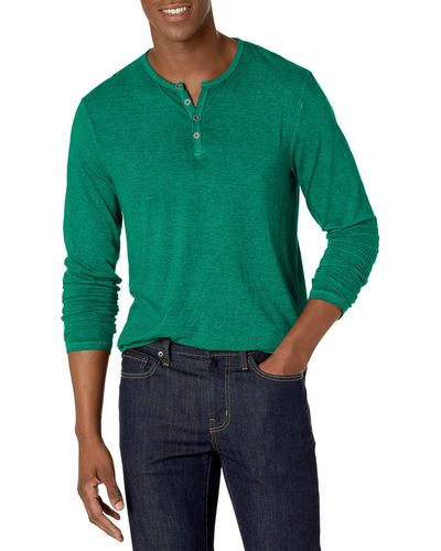 Buffalo David Bitton Mens Long Sleeve Henley Shirt - Green